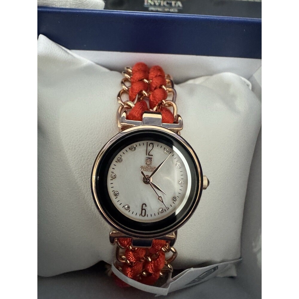 Montres Prestige Women's Quartz Analog Dress Watch Red Cord Strap w/ Box